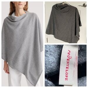 New! Red Envelope 100% cashmere Poncho dark gray nwot 47130